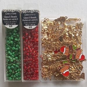 Gold and Red Charm Beads Set